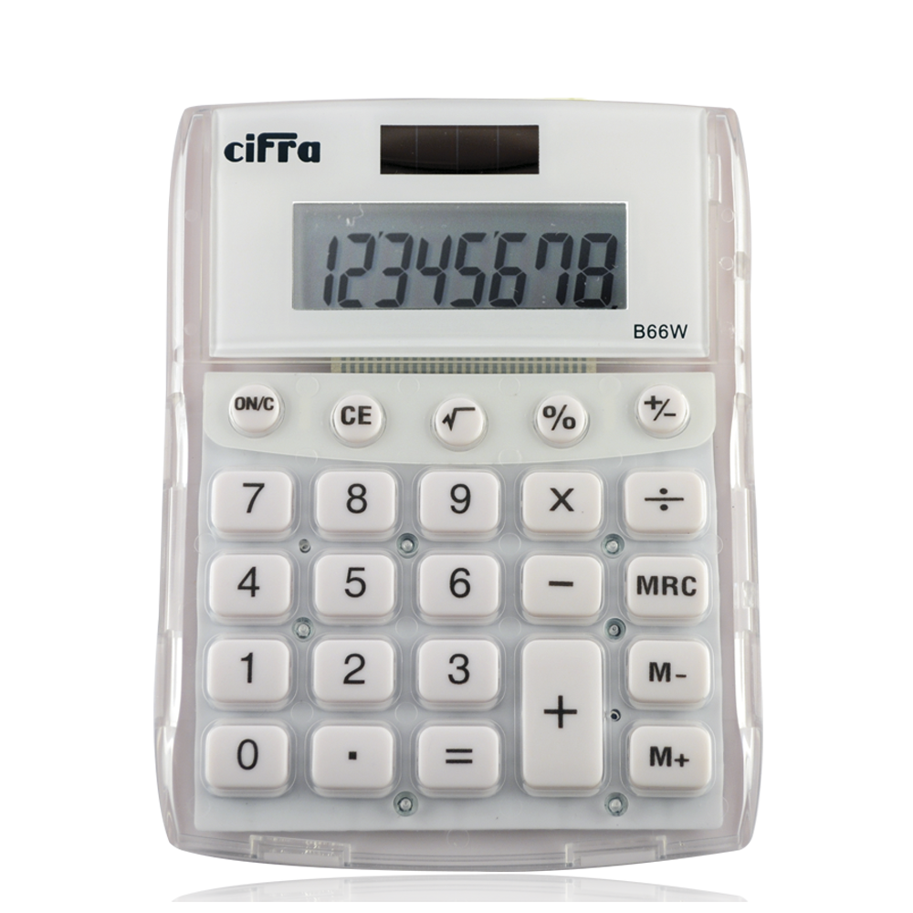 calculadora de escritorio cifra modelo b66 blanca vista de frente