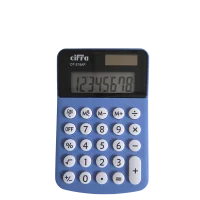 Calculadora de escritorio 8 dígitos Alimentación dual Visor inclinado Teclas Plásticas 4 Operaciones Básicas Memoria de 4 funciones Raíz cuadrada Tecla Porcentaje «%» Tecla «+/-» Dimensiones (mm) 118 x 76 x 20