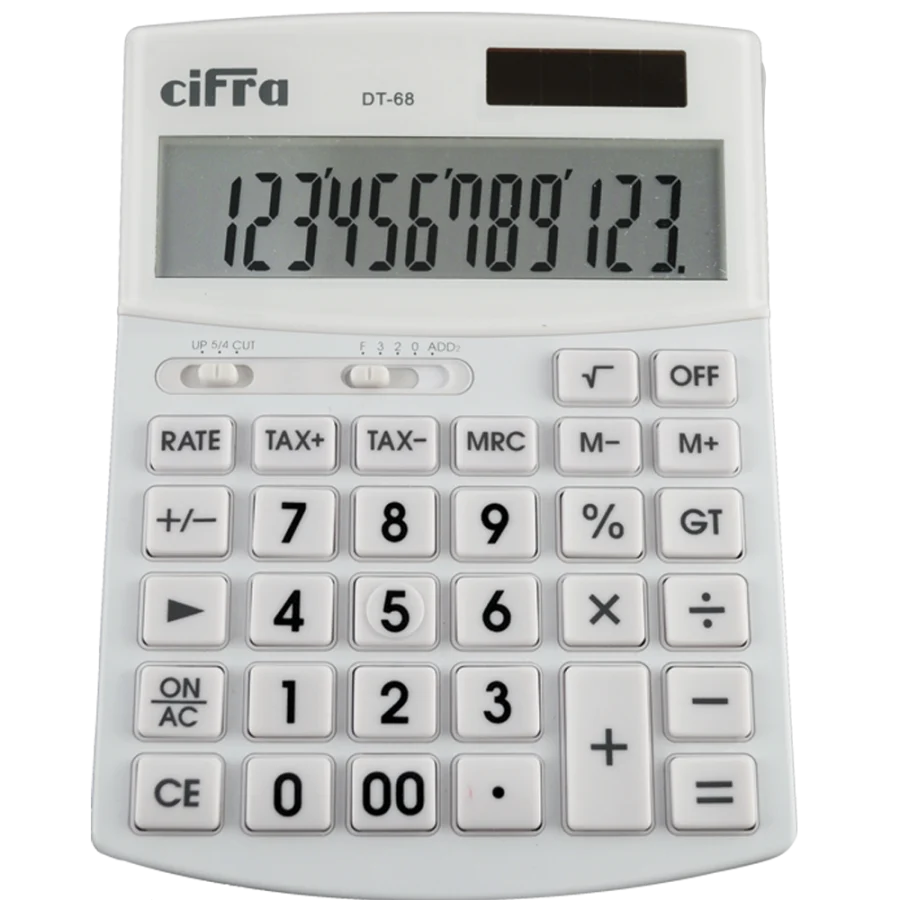 calculadora de escritorio cifra modelo dt68 color blanco vista frontal