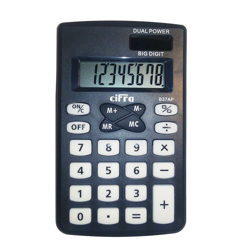 Calculadora de escritorio Cifra B37 negra vista frontal