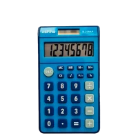 Cifra B-228AP/ Calculadora de Bolsillo Calculadora de Bolsillo 8 Dígitos grandes 4 memorias Tecla +/- Porcentaje Raíz cuadrada Tecla CE para borrar el último ingreso Alimentación dual Solar y Batería Dimensiones:113 x 65 x 10mm Disponible en verde claro, rosa y celeste